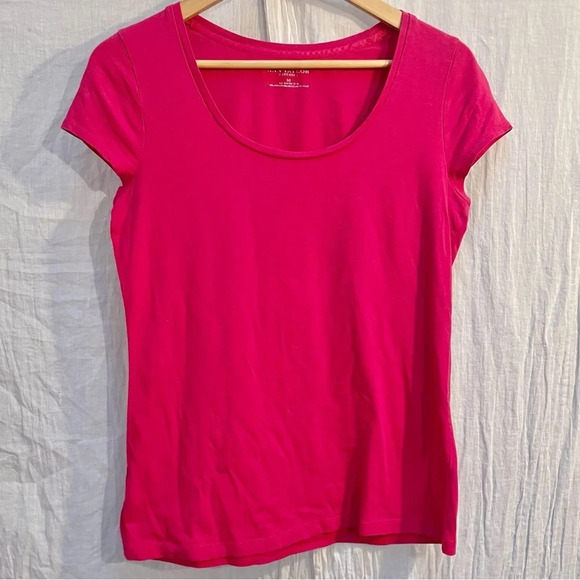 Ann Taylor Magenta Pink Cap Sleeve Tee Shirt, M - Picture 2 of 8